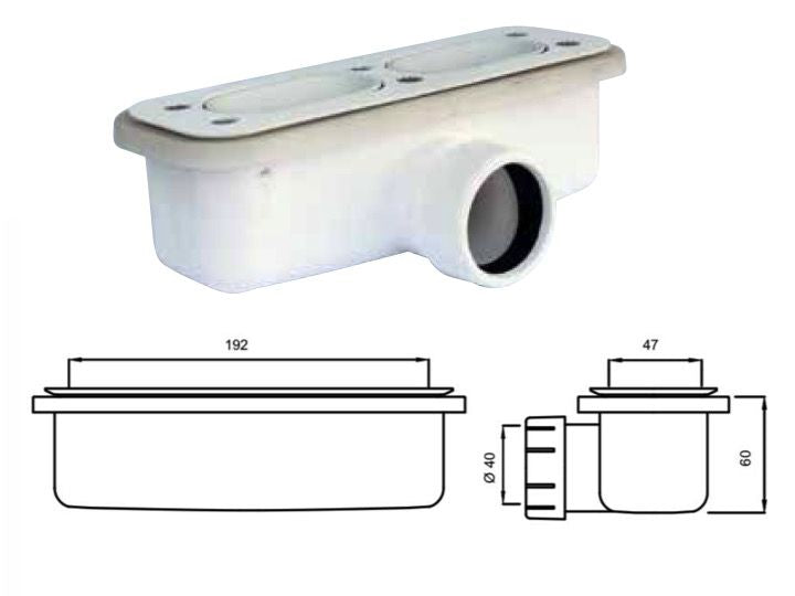 Receveur douche italienne, Evacuation mural - Wall design
