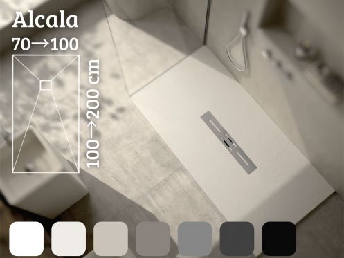 Receveur de douche 70 x 100 cm évacuation centrale résine extra plat - Alcala