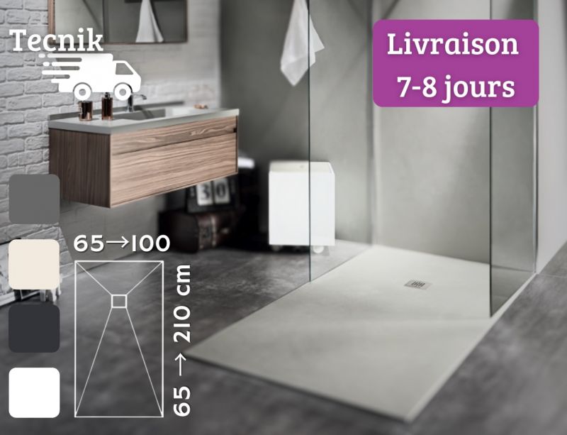 Receveur de douche sur mesure resine extra plat anti-derapant tecnik Format 80 x 120